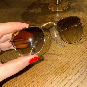 Ray-Ban Gold and Brown Sunglasses